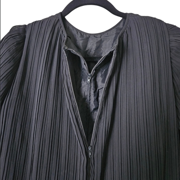 Harold Levine 1970s Vintage Black Pleated Lined Sheer Evening Dress sz Small EUC - Picture 4 of 5